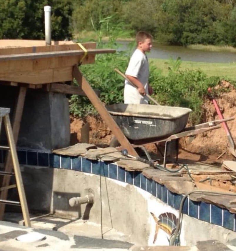 Luke Foster working on a pool at age 12